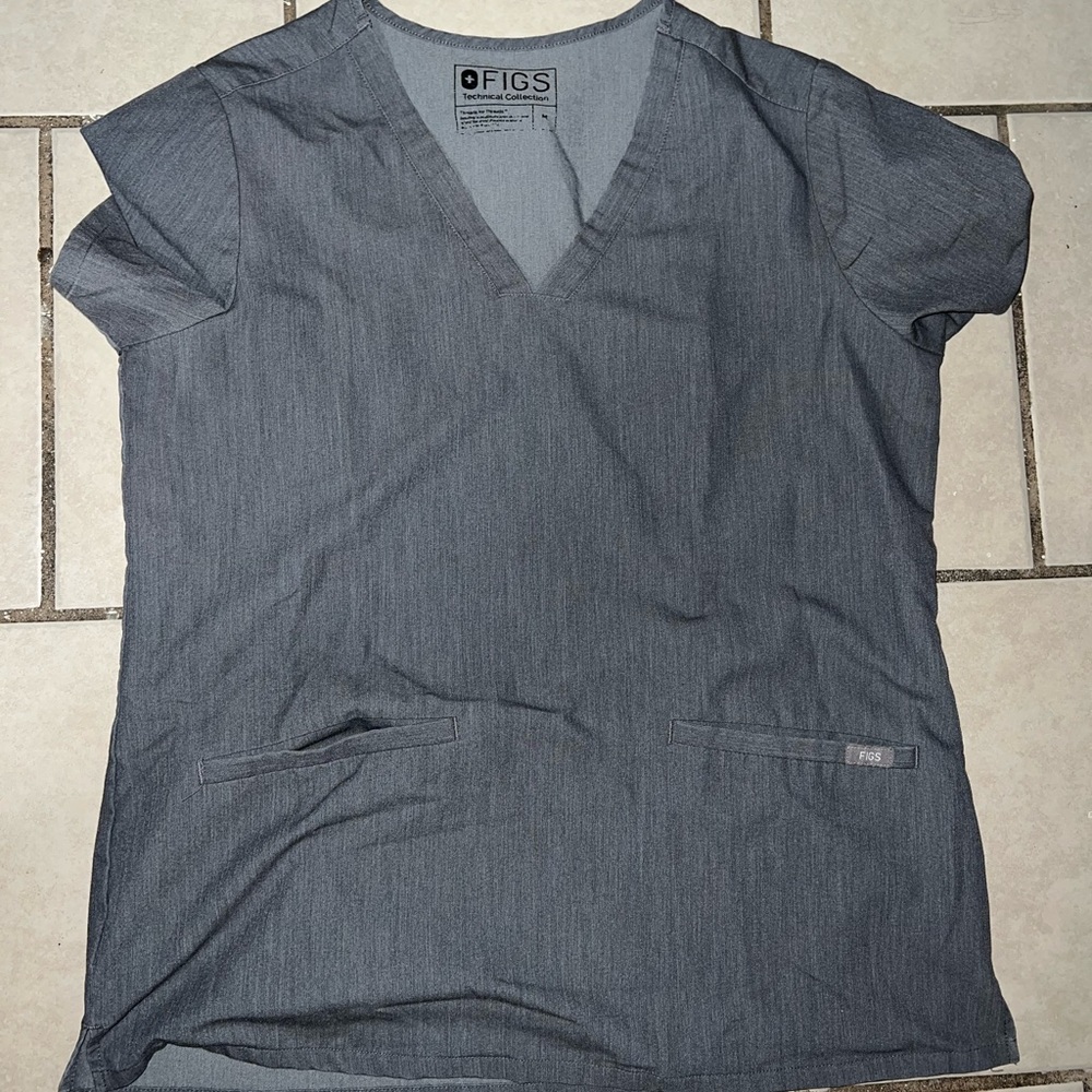 Figs Gray Short Sleeve Women's Top